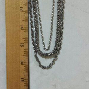 Boutique 3 Chain Sparkly Silver-tone Necklace